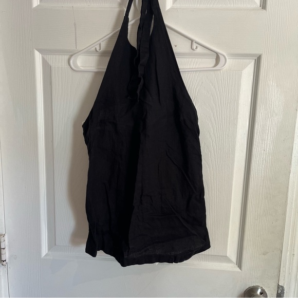 Anthropologie Maeve Black 100% Linen High Neck Asymmetrical Halter Top XXS - Picture 3 of 8
